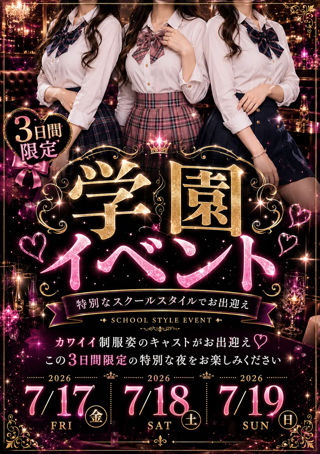 【安城】学園イベント開催!制服姿のキャストと特別な3日間を楽しもう♪